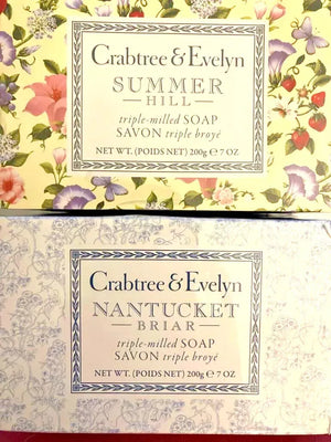 Crabtree & Evelyn Nantucket Briar and Summer Hill Bar Soap Set 7 oz Each Bar