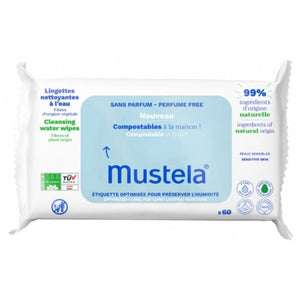 Mustela Compostable Unscented Cleansing Wipes 60 Wipes